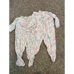 Vintage Allison Ann Girls Pink Floral Flowers Ribbon Sleepers 12 Months